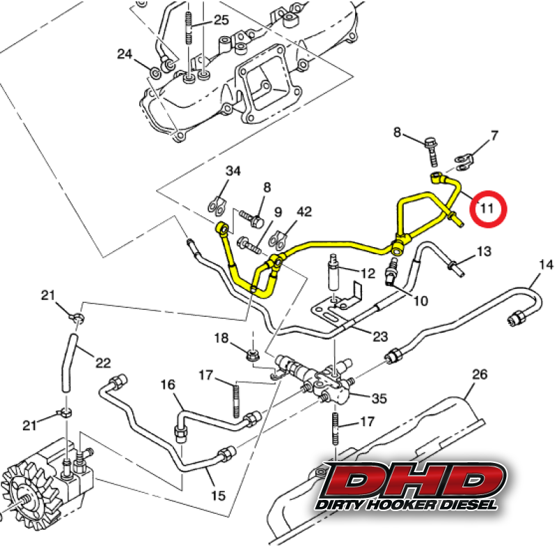 GM 97215995 LB7 Duramax Rear Fuel Return Hard Line