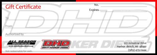 Dirty Hooker Diesel - DHD Gift Certificate $100
