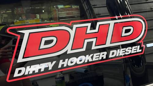 Dirty Hooker Diesel - Extra Large 3 Color Die-Cut DHD Window Decal 11" x 36"