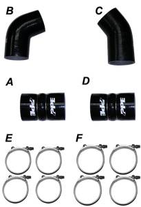 PPE 115910405 Silicone Hose Kit with Stainless Steel Clamps - GM 2004.5-2005