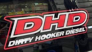 DHD Apparel - DHD Decals and Stickers - Dirty Hooker Diesel - DHD 061-003 Extra Large Die-Cut DHD Window Decal 8" x 24"