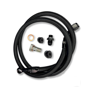 Shocker Fittings - Shocker Fittings -6AN Black Remote Turbo Oil Feed Line Kit VGT Duramax 2001-2016