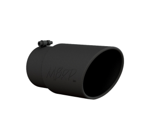 MBRP - MBRP T5075BLK 5" Inlet 6" Outlet Rolled Edge Angle Cut Black Coated Stainless Steel Tip