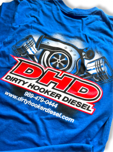 Dirty Hooker Diesel - DHD 061-120T Blue Turbo & Piston T-Shirt S-3XL - Image 3