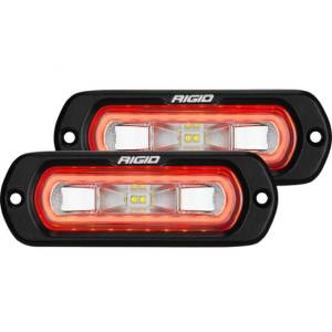 RIGID 53222 SR-L Series Off-Road Pod Flush Mount With Red Halo - Pair