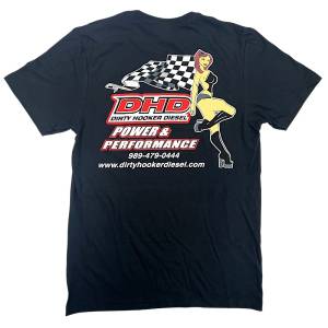 Dirty Hooker Diesel - DHD Power and Performance Throwback T-Shirt - Image 1